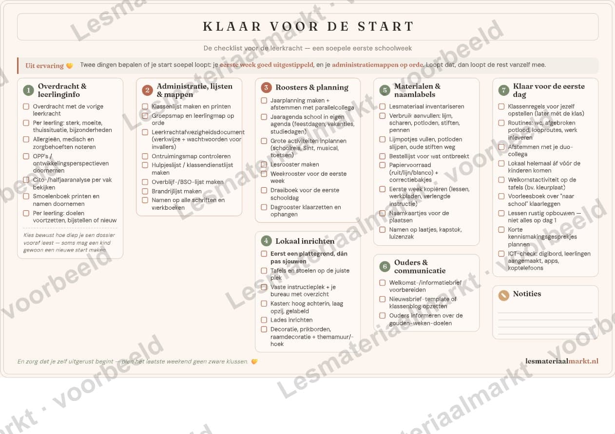 Preview 1 van Klaar Voor De Start — Leerkracht Checklist